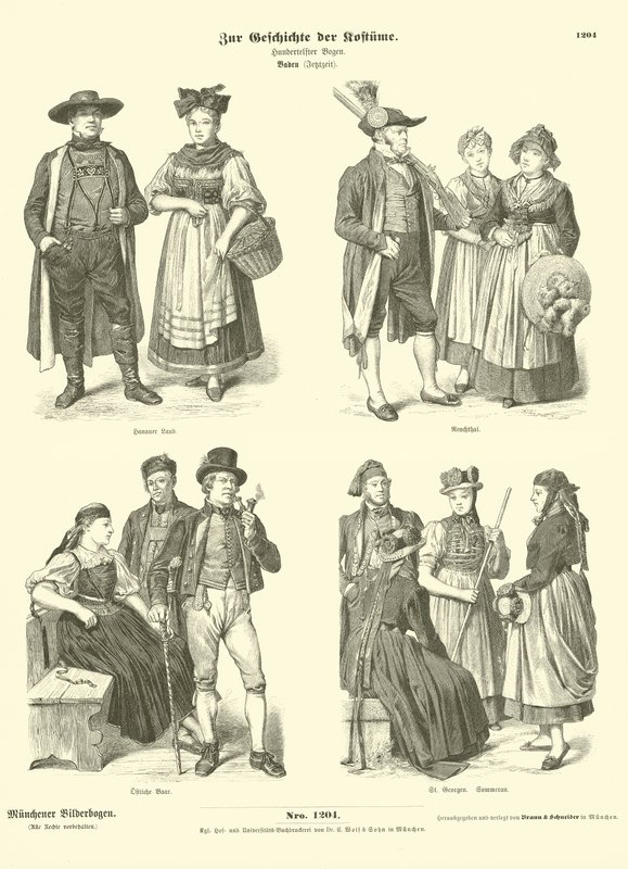 Costumes of Baden, Germany, 19th Century  af German School
