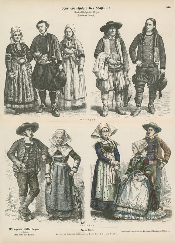 Costumes of Brittany, late 19th Century  af German School