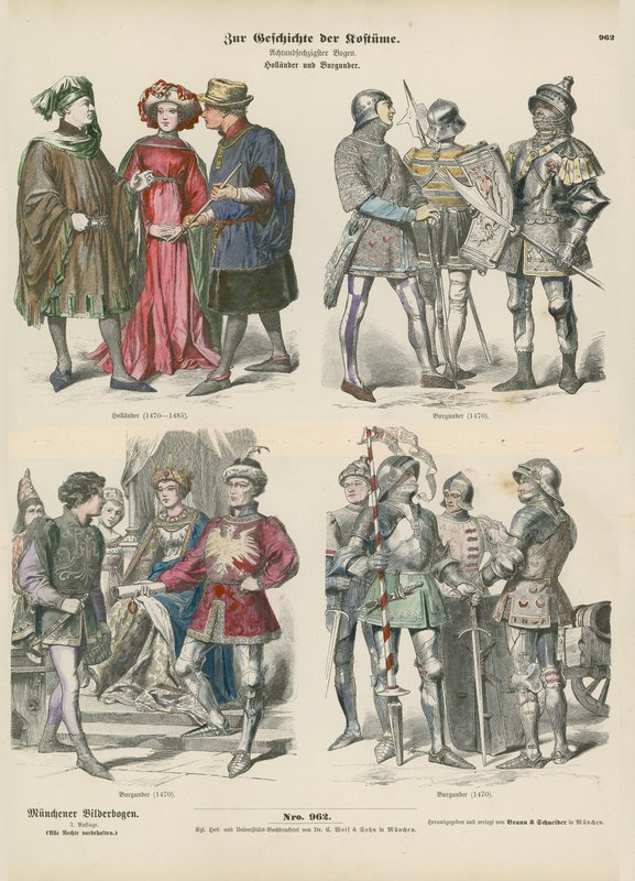 Costumes of Burgundy and Holland, 15th Century  af German School
