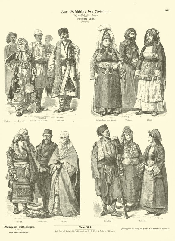Costumes of Ottoman Turkish Europe, late 19th Century  af German School