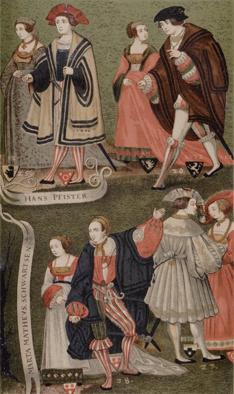 Kostumer af prominente borgere i Augsburg, Bayern, i 1520 af German School