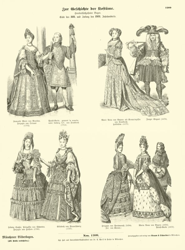 Costumes of royalty and the nobility, late 17th and early 18th Century  af German School