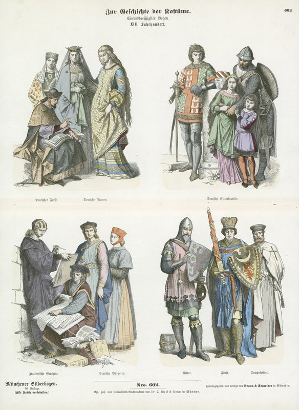 Costumes of the 13th Century  af German School
