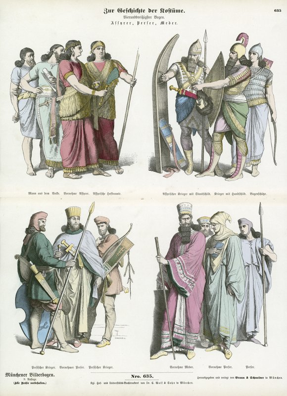Costumes of the ancient Assyrians, Persians and Medes  af German School