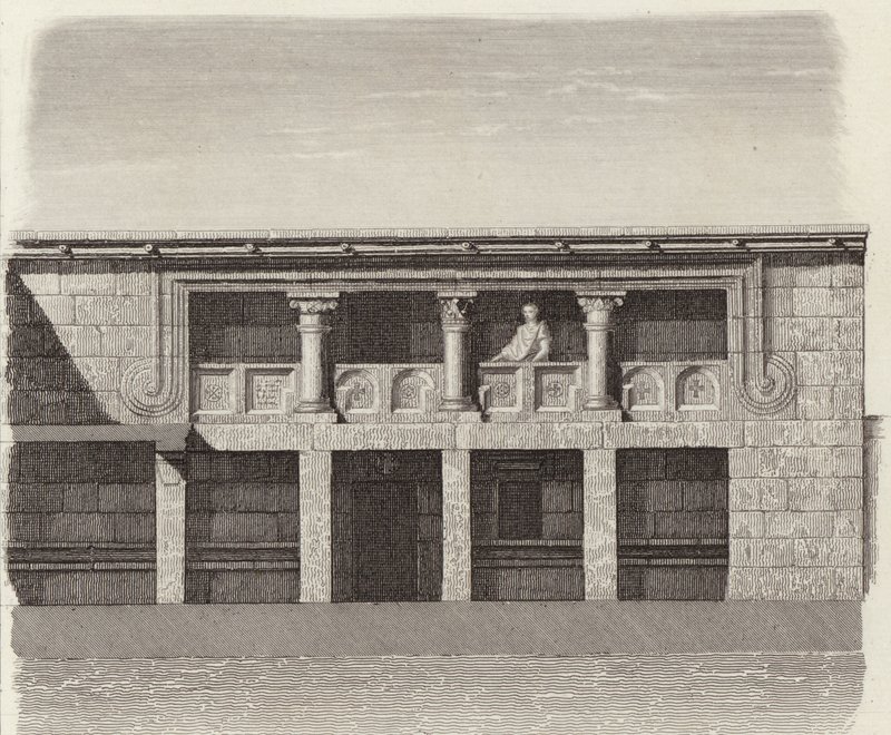 Gården til et gammelt græsk hus i det centrale Syrien. Illustration til Bilder-Atlas (gravering) af German School
