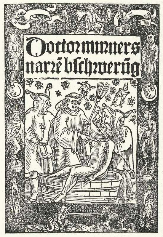 Cover af Thomas Murners værk Die Narrenbeschworung (gravering) af German School