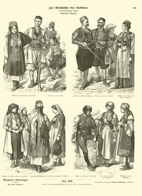 Dalmatian costumes, late 19th Century  af German School