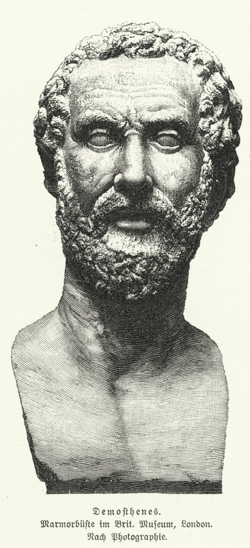 Demosthenes, oldgræsk statsmand og taler (litho) af German School