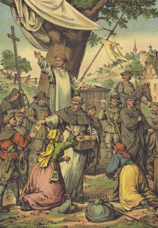 Dominikanerbroder Johann Tetzel uddeler aflad for penge af German School