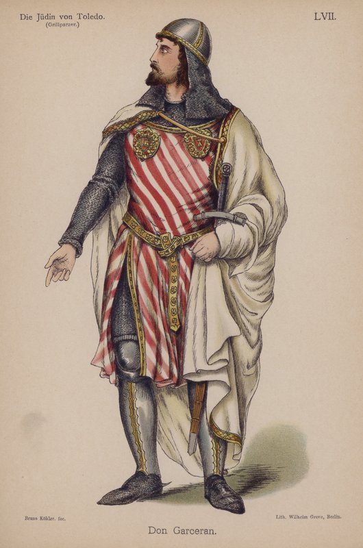 Don Garceran, fra Die Judin von Toledo (Jødinden af Toledo) af Franz Grillparzer (farve litho) af German School
