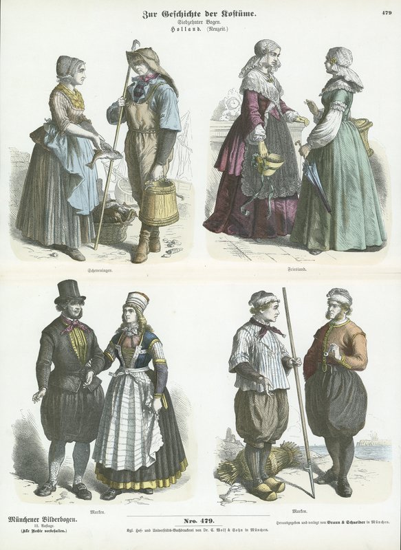 Dutch costumes, 19th Century  af German School