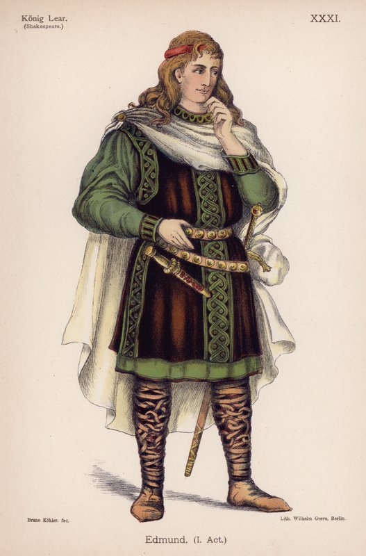 Edmund, fra Shakespeares King Lear (farve litho) af German School