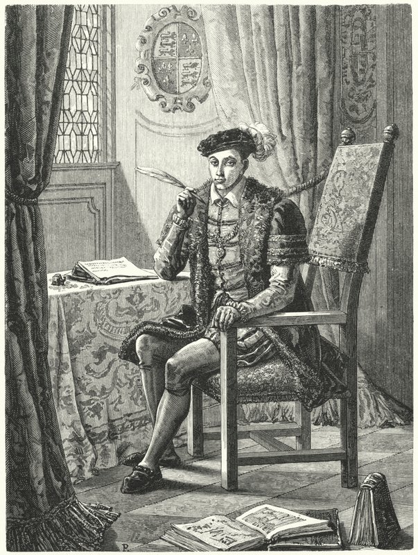 Edward VI, konge af England (gravering) af German School
