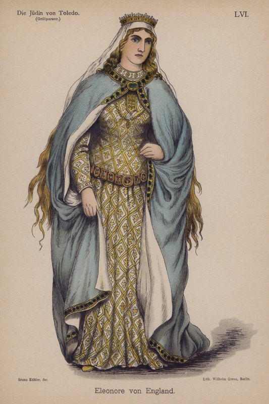 Eleanor af England, fra Die Judin von Toledo (Jødinden af Toledo) af Franz Grillparzer (farve litho) af German School