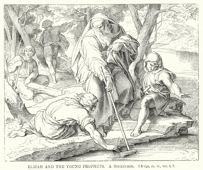 Elias og de unge profeter, 2 Konger, kap. vi, ver 6, 7 (gravering) af German School