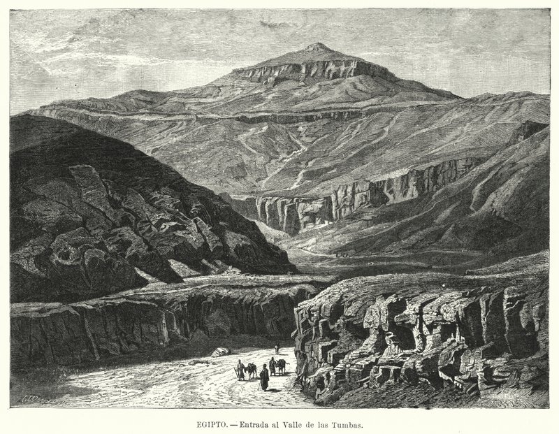 Indgang til Kongernes Dal, Egypten (litho) af German School