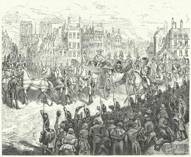 Kong Ludvig XVIII:s indtog i Paris, 1814 af German School