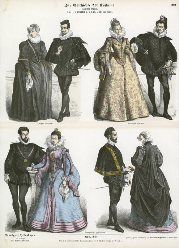 European costumes, mid 16th Century  af German School