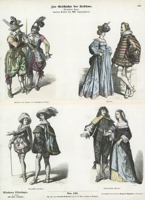 European costumes, mid 17th Century  af German School