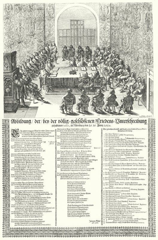 Europæisk fredskongres afholdt i Nürnberg i 1650 efter Trediveårs Wa (gravering) af German School