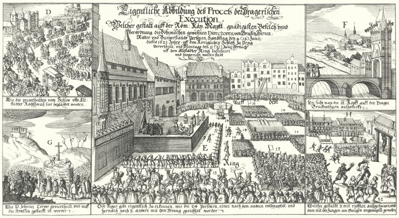 Henrettelse af medlemmer af den protestantiske bøhmiske opstand på den gamle byplads i Prag af German School