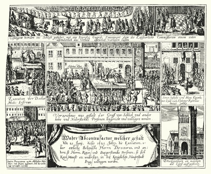 Henrettelse af modstandere af den hellige romerske kejser Ferdinand II i Prag af German School