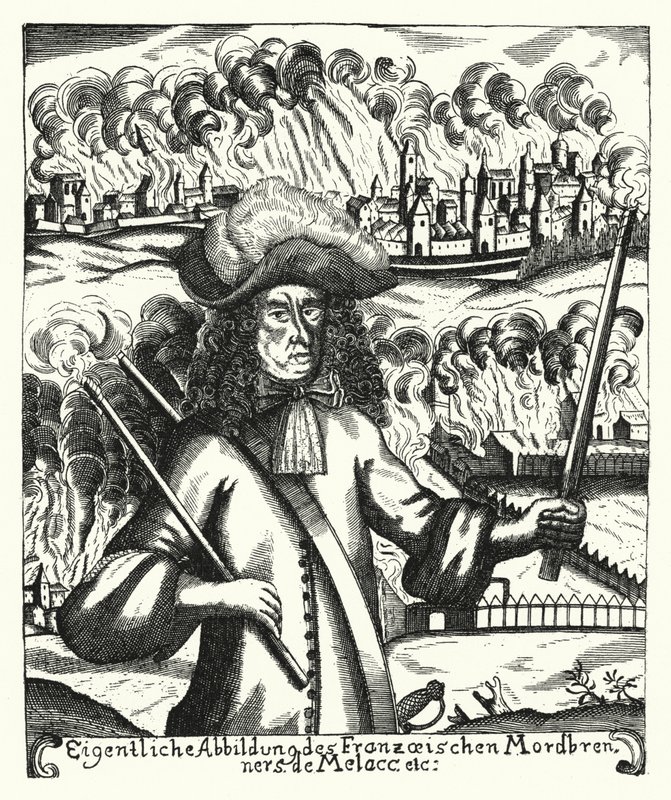 Ezechiel du Mas, Comte de Melac, fransk soldat (gravering) af German School