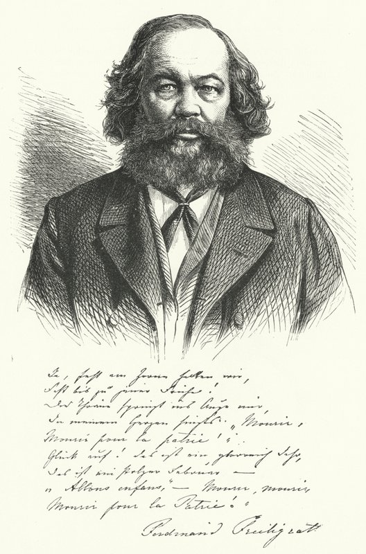 Ferdinand Freiligrath, tysk digter, oversætter og liberal politisk agitator (gravering) af German School