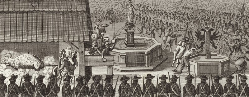 Festival i Frankfurt-am-Main, Tyskland, til fejring af kroningen af en hellig romersk kejser. Illustration til Bilder-Atlas (gravering) af German School