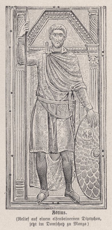 Flavius Aetius, romersk general (kobberstik) af German School