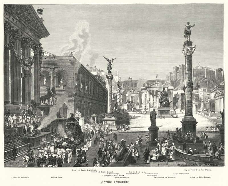 Forum Romanum, det gamle Rom (gravering) af German School