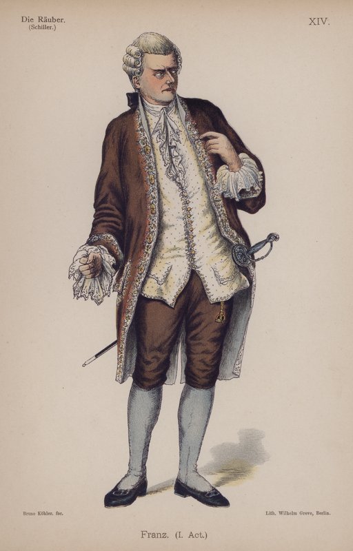 Franz, fra Die Rauber (Røverne) af Friedrich Schiller (farve litho) af German School
