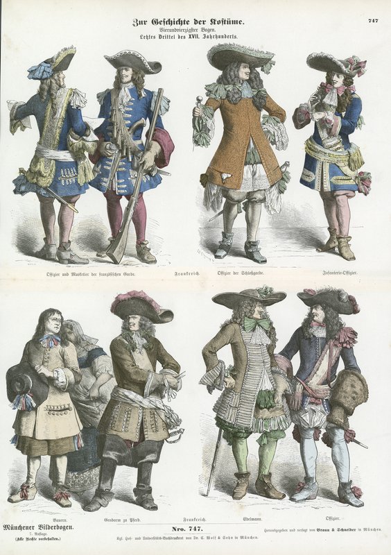 French costumes, late 17th Century  af German School