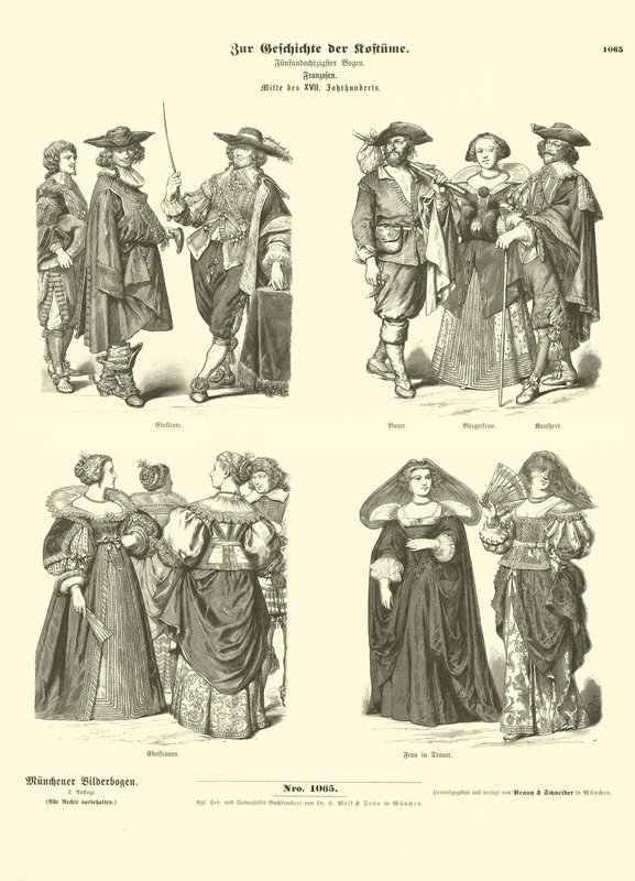 French costumes, mid 17th Century  af German School