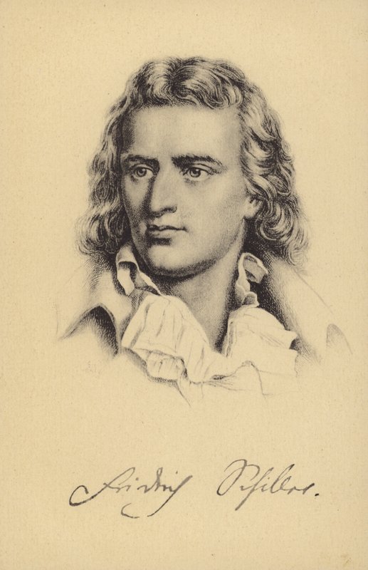 Friedrich von Schiller (1759-1805), tysk digter, filosof, historiker og dramatiker (litografi) af German School
