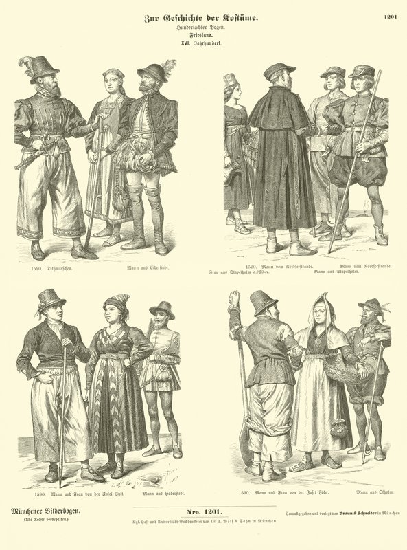 Frisian costumes, 16th Century  af German School