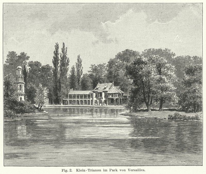 Havedesign: Petit Trianon, Versailles, Frankrig (gravering) af German School