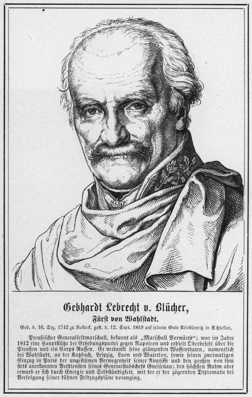 Gebhardt Lebrecht von Blucher, Prins af Wahlstadt (gravering) af German School