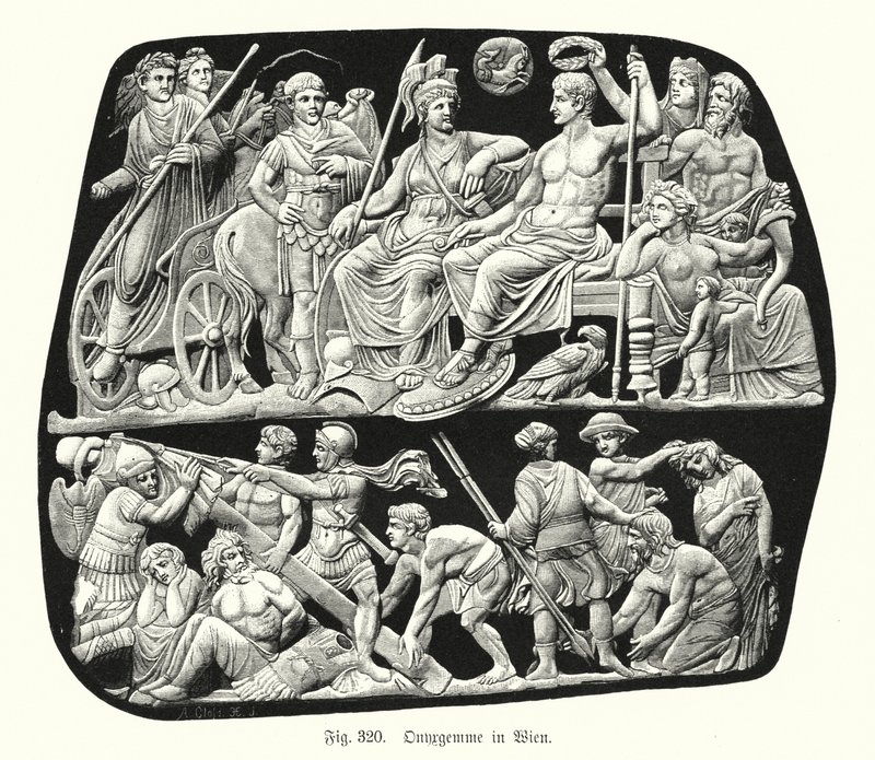 Gemma Augustea, gammel romersk onyx relief cameo graveret ædelsten (gravering) af German School