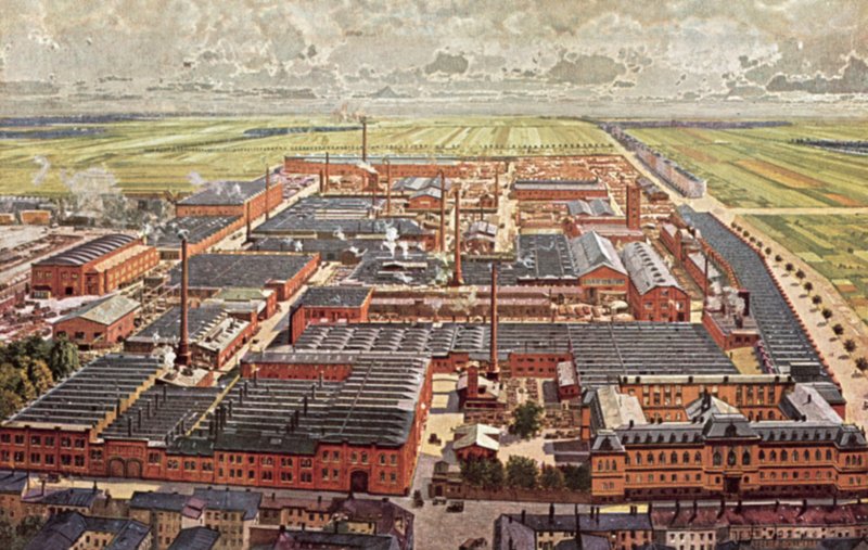 Generelt billede af Krupp Grusonwerks våbenværk, Magdeburg, Tyskland af German School
