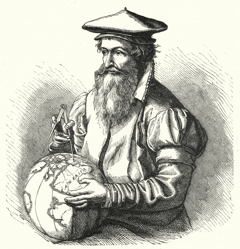 Gerardus Mercator, flamsk geograf og kartograf (gravering) af German School