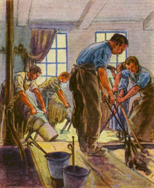 Gerber Und Farber / Garverier og farverier (farvelitografi) af German School