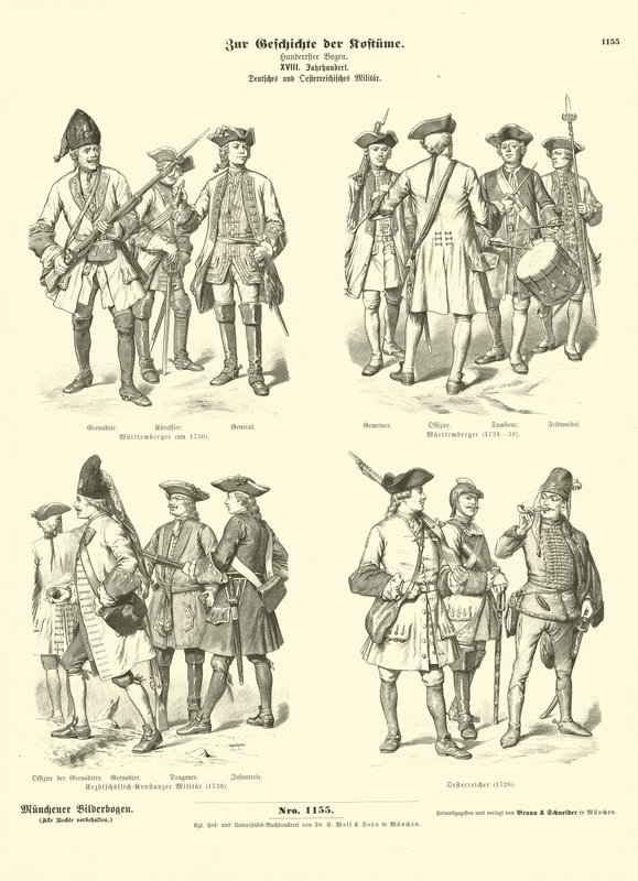 Tyske og østrigske militæruniformer, 1700-tallet af German School