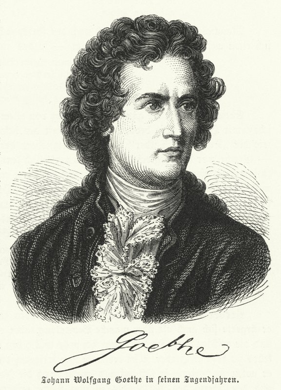 Den tyske forfatter Johann Wolfgang Goethe (1749-1832) i sin ungdom af German School