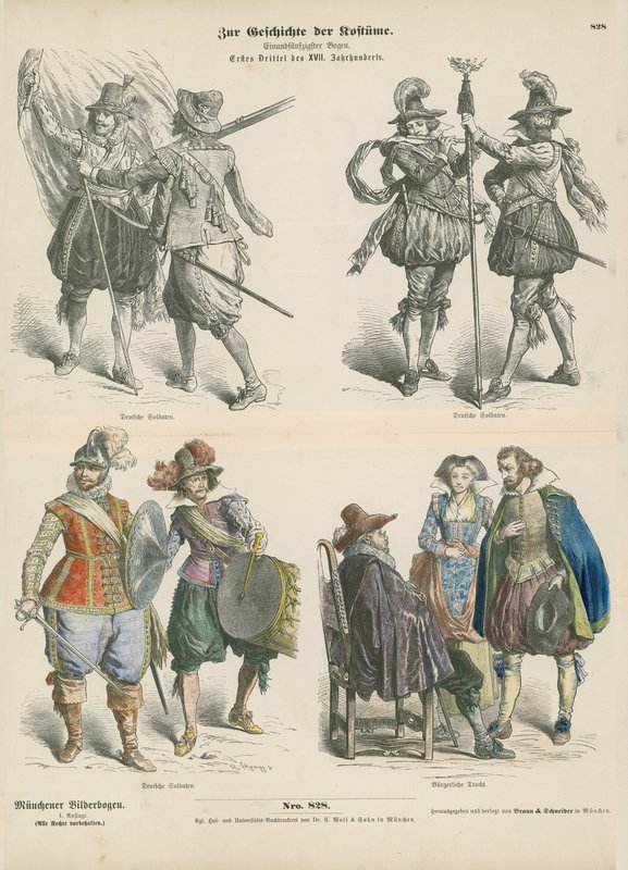 German military and bourgeois costumes, early 17th Century  af German School