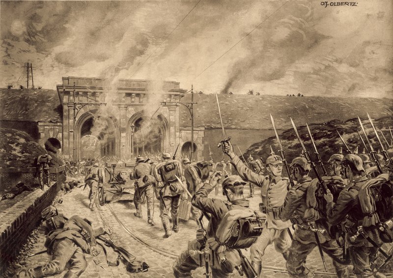 Tyske tropper angreb Porte du Douai i Lille den 12. oktober 1914 af German School