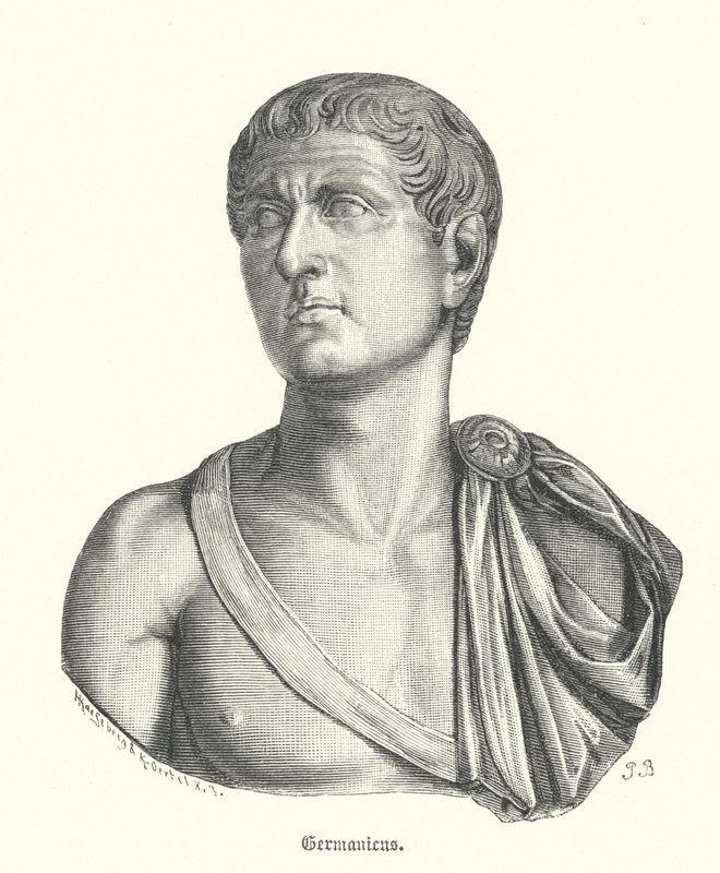 Germanicus, romersk general og far til kejser Caligula (stik) af German School