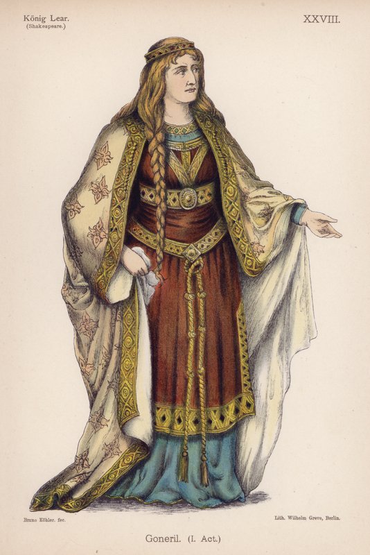 Goneril, fra Shakespeares King Lear (farve litho) af German School
