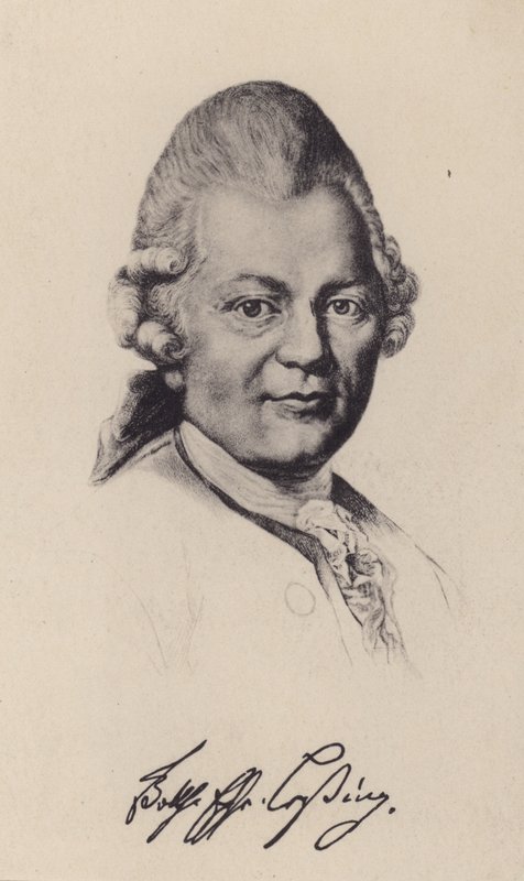 Gotthold Ephraim Lessing, tysk oplysningsfilosof, forfatter og dramatiker (litho) af German School