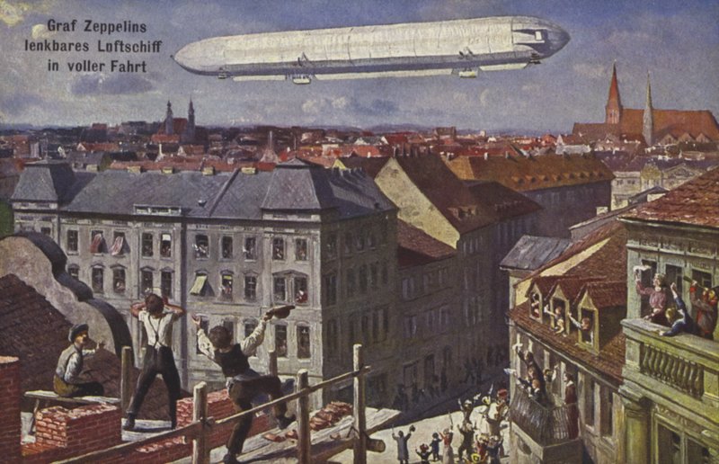 Graf Ferdinand von Zeppelins luftskib i luften af German School